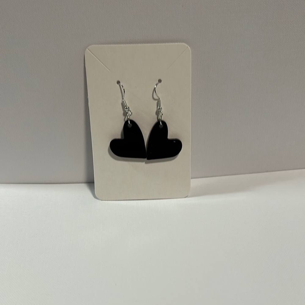 Minimalist Black Heart Earrings